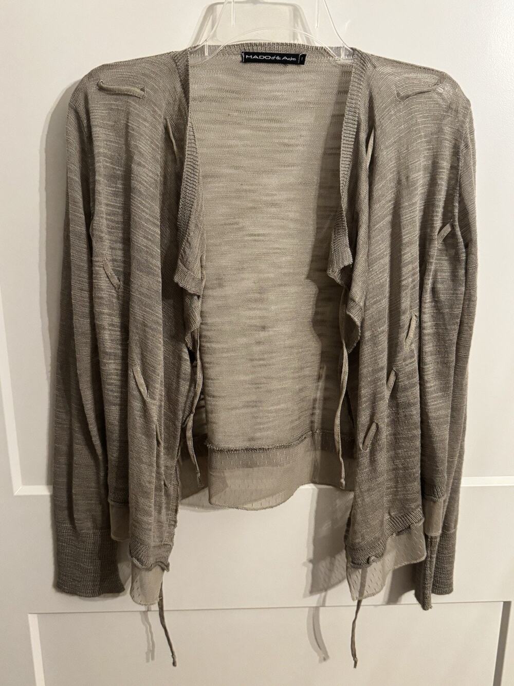 Mado et Les Autres Women Cardigan Top LAGENLOOK Artsy Layering Boho Beige Sz 1